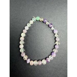 Natural Multi Color Fluorite Stretch Bracelet 6mm Beads Stone 7" Healing UVs